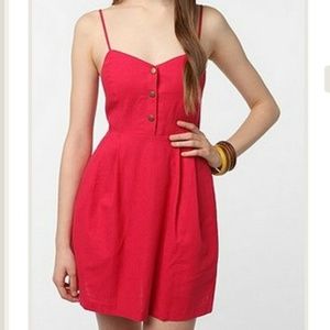 UO COPE Linen Sightseer Coral Dress XS